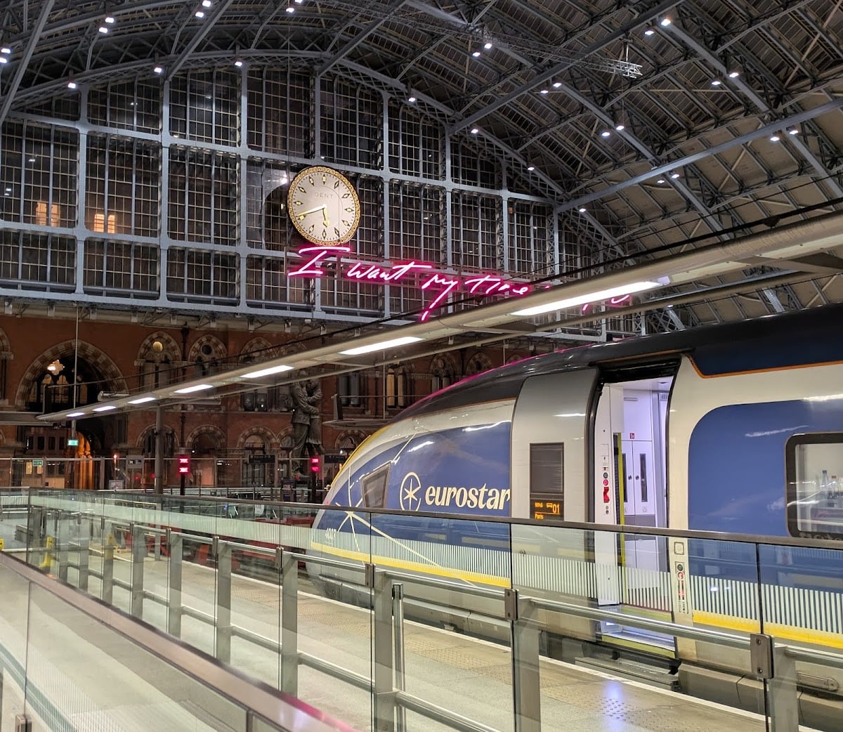 St Pancras Station - Great Italian restaurant on the 2nd floor near the Eurostar - Also, famous piano that people love to stop and play on mid-station