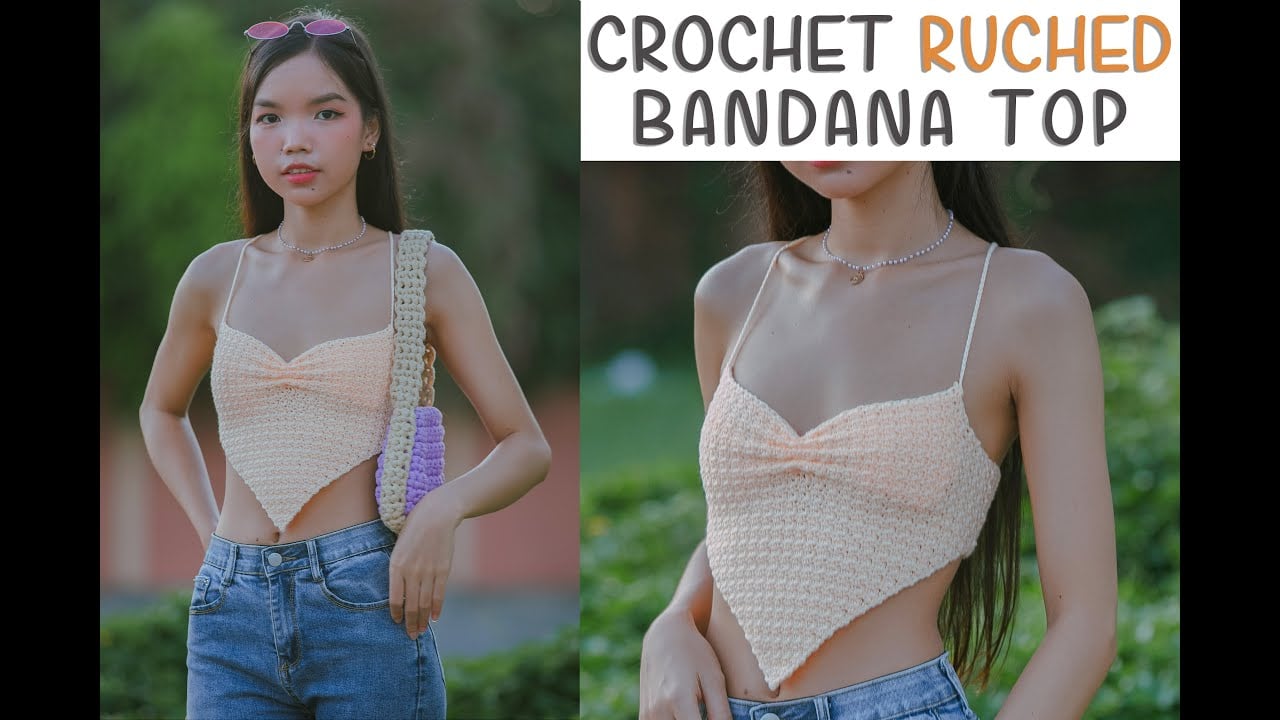 Crochet Ruched Bandana Top Tutorial | Crochet Bandana Top | Chenda DIY
