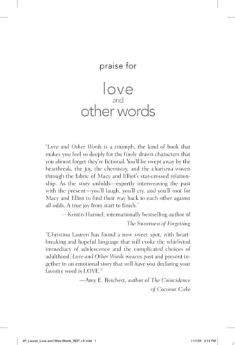 Love and Other Words - Christina Lauren • 2018