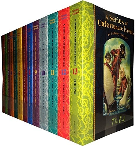 A Series of Unfortunate Events Lemony Snicket 13 Books Collection Pack Set (Includes the Bad Beginning, the Reptile Room, the Wide Window, the Miserable Mill, the Austere Academy, the Grim Grotto, the Penultimate Peril, the End) - Lemony Snicker • 2016