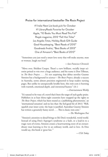 The Rosie Project: A Novel (Don Tillman Book 1) - Graeme Simsion • 2013