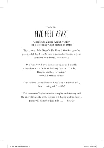 Five Feet Apart - Rachael Lippincott • 2022