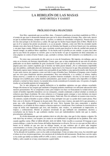 La rebelion de las masas - José Ortega y Gasset • 1993