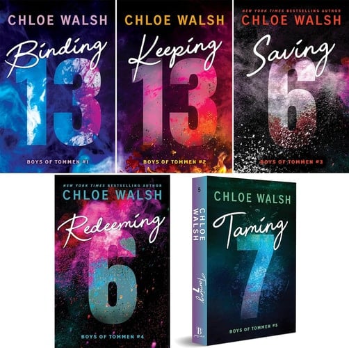 The Boys of Tommen Series, 5 Books collection set. Binding 13, Keeping 13, Saving 6, Redeeming 6, Taming 7 by Chloe Walsh - 9781728299976 9781728299945 • 2024