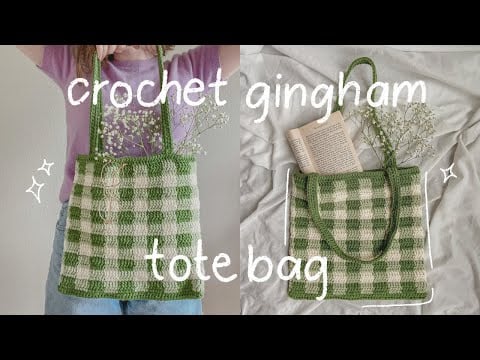 Tote bag a quadri - YouTube: hayhaycrochet