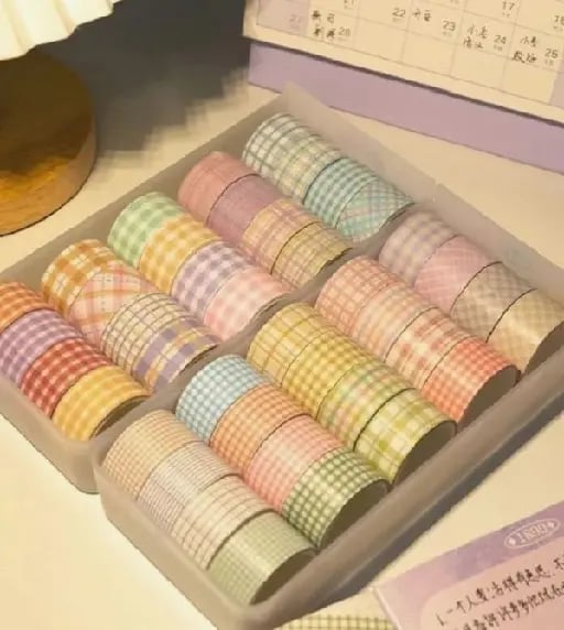 Washi tapes - They come in many sizes and styles, and are made of paper