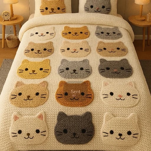 acolchado de gatitosss - para el invierno helado