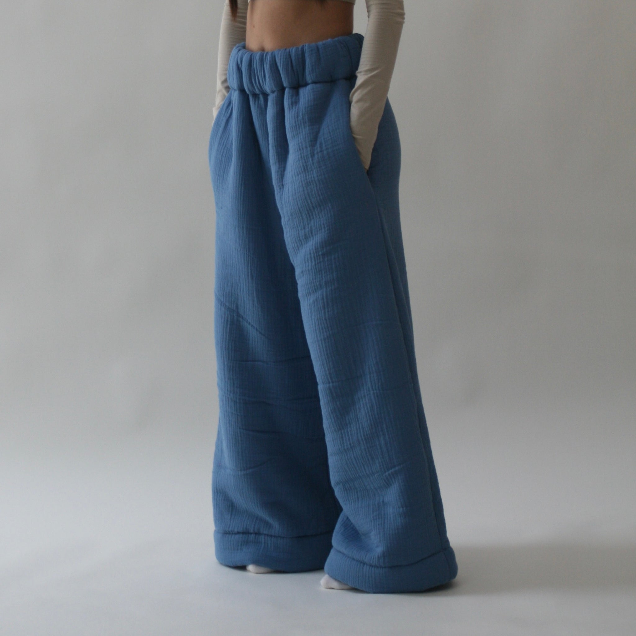 Homebody Regular Blanket Pants - Blue - marieloulou