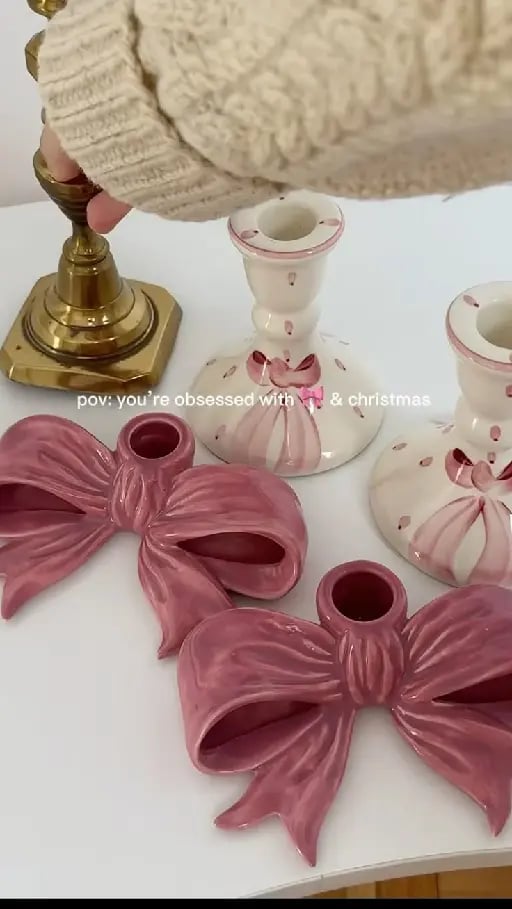 Porta-velas de moños - Los rosas