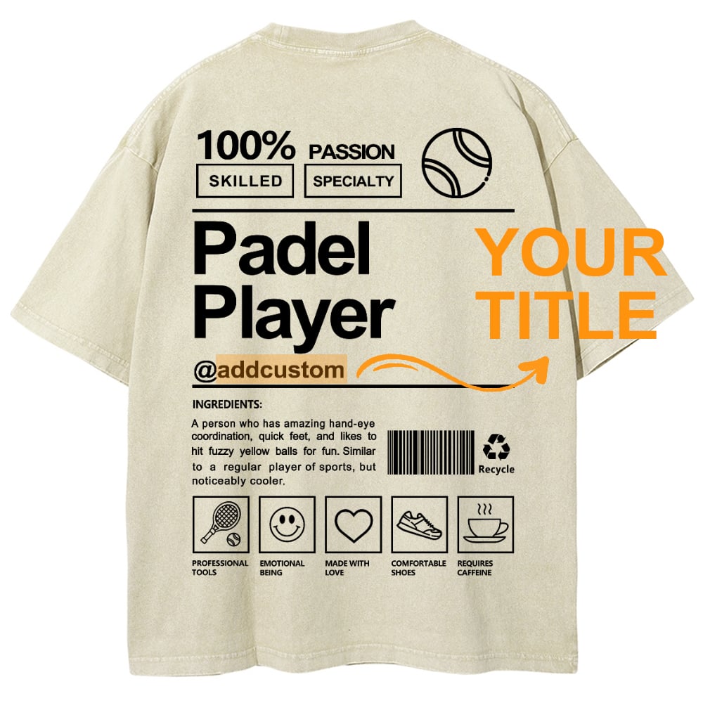 Padel Player Customized Unisex Fit Washed T-Shirt - Ohhh vaya