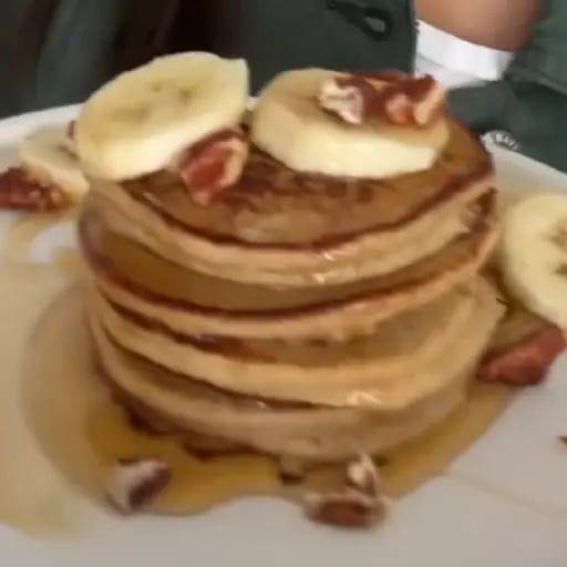 ▶pancakes de plátano🍌 - 2 plátanos, 2 huevos, 1 taza de avena | opcional: vainilla, pizca de sal, canela