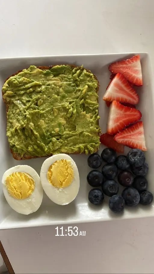 same but different - classic Avocado toast, hard boiled egg and two of your favorite fruits.