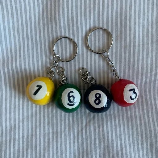 Pool ball keychain