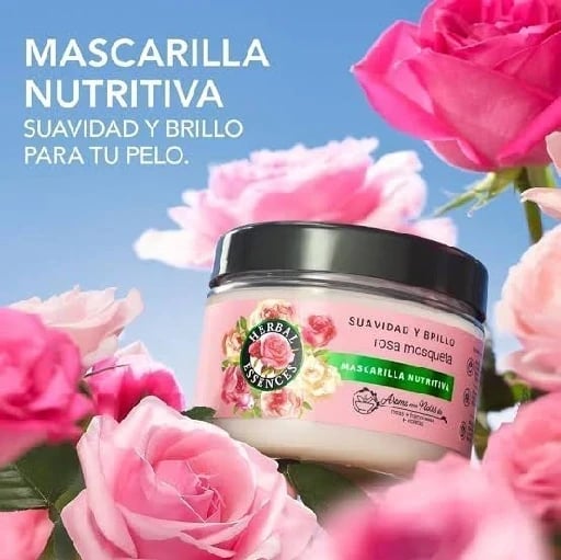 Herbal Essences Rosa Mosqueta, aroma con notas de rosas, frambuesas y violetas 300 ml - Nutrición, suavidad y brillo