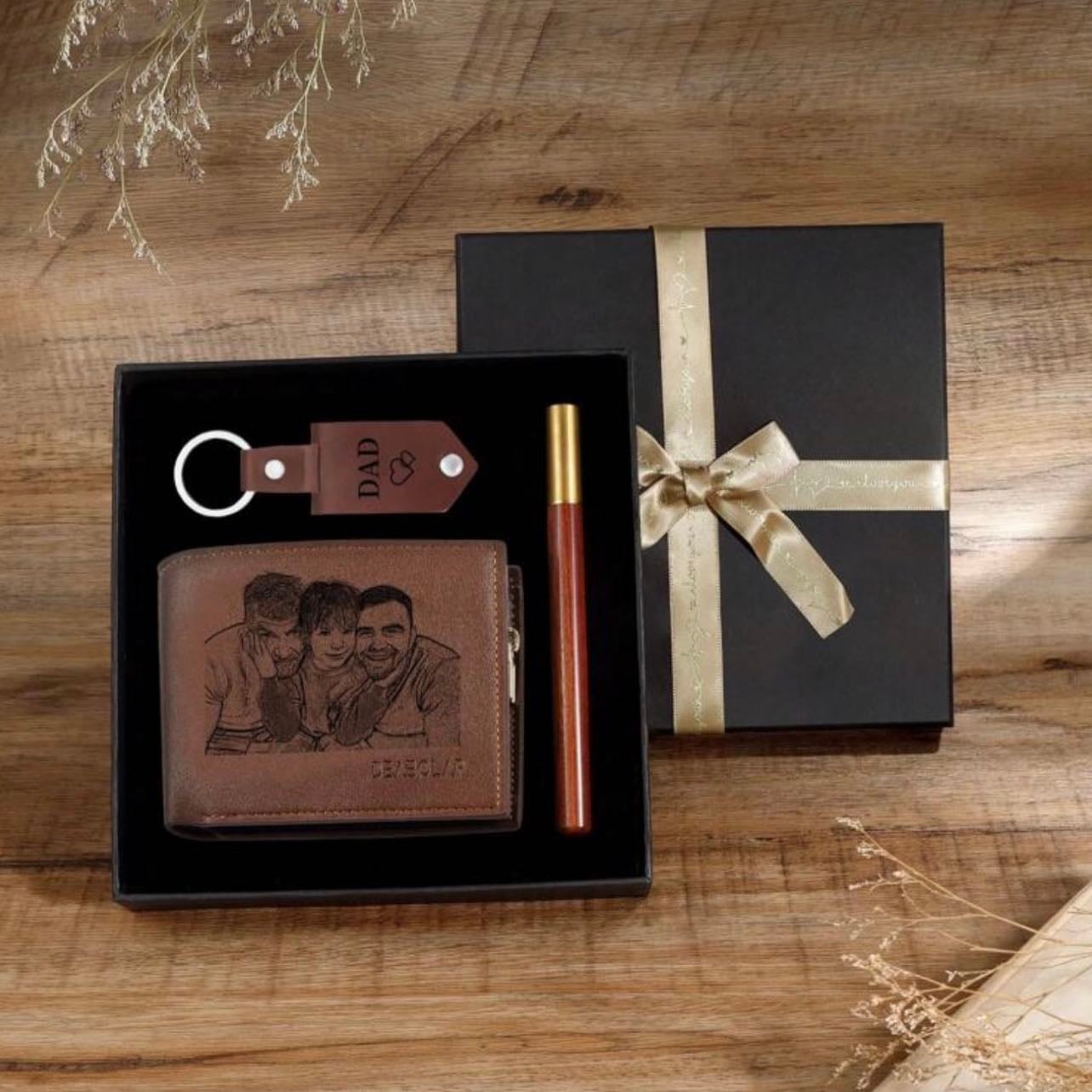 Billetera personalizada con foto, llavero y lapicero - SHEIN