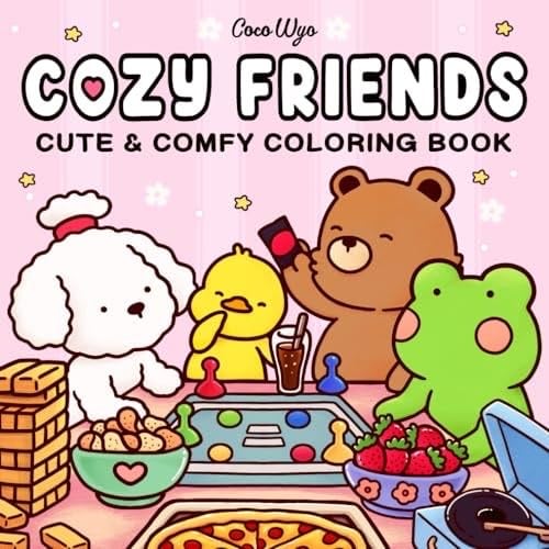 Cozy Friends: Coloring Book for Adults and Teens Featuring Super Cute Animal Characters with Easy and Simple Designs for Relaxation (Cozy Spaces Coloring) - Coco Wyo · 2024