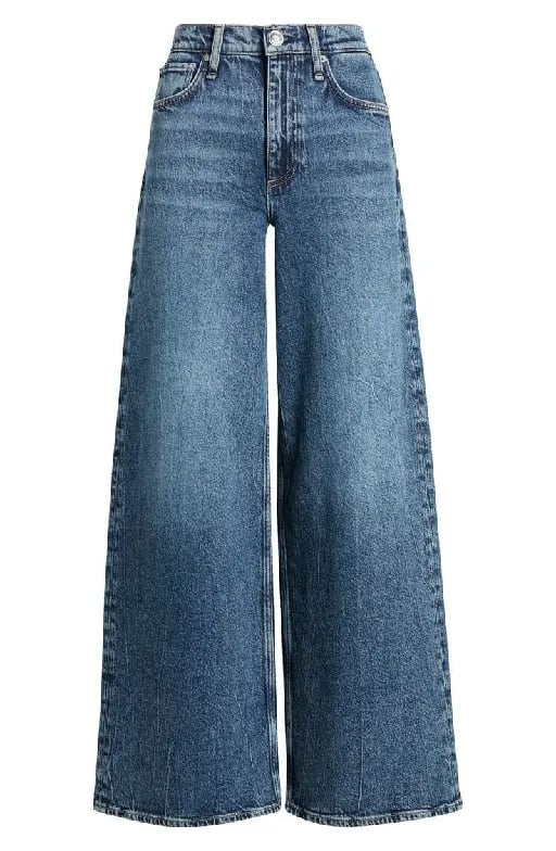 straight jeans, wide leg, low waist - washed denim or this blue