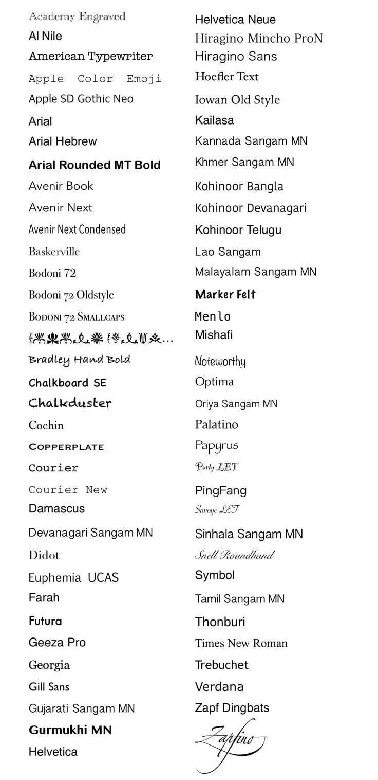 default ios 9 fonts | Instagram font, Font names, Aesthetic fonts