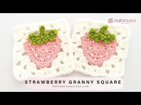 Strawberry granny square - RaffamusaDesigns - Crochet Patterns and Tutorials