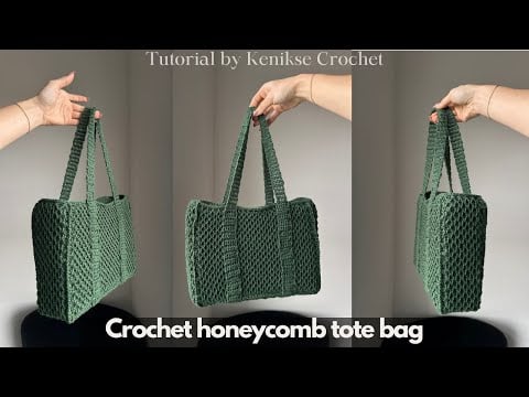 Honeycomb stitch tote bag - Kenikse Crochet