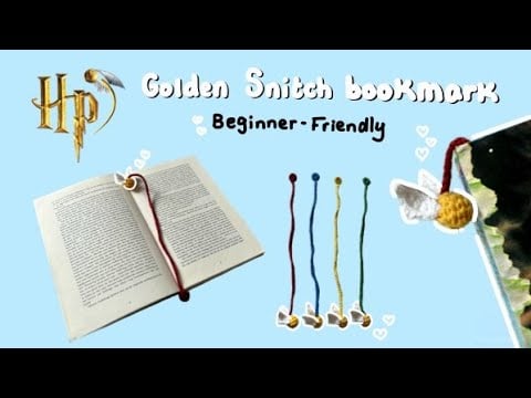 Golden snitch bookmark - CrochetTreasure