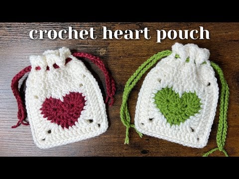 Heart granny square pouch - VivCrochets