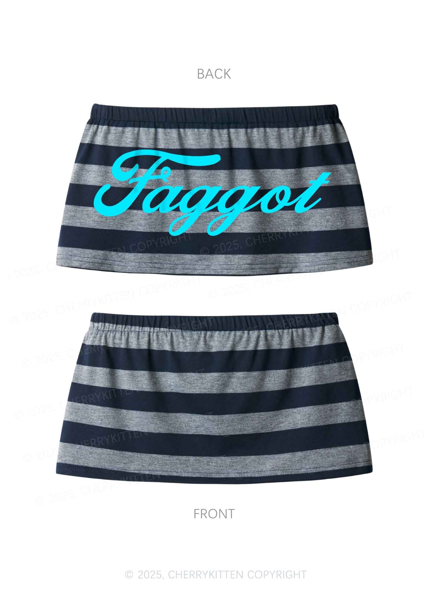 Cherrykitten Faggot Pride Y2K Navy Grey Striped Mini Skirt Cherrykitten for Sale