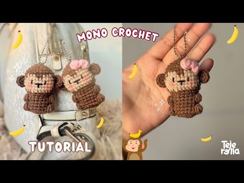 🙊MONITO a crochet 🩷 - Changuito tierno para llavero- TUTORIAL paso a paso, SUB ENG - Tejerella
