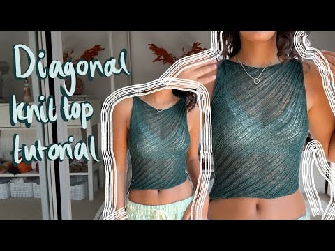 Diagonal knit top tutorial | knitted tank top tutorial - roshni brook