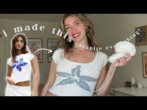 i knitted a pinterest inspired flower baby tee… it did not go as planned | 6 in 1 top knitting vlog - Natasha Crawford