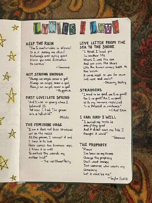 Lyrics I love