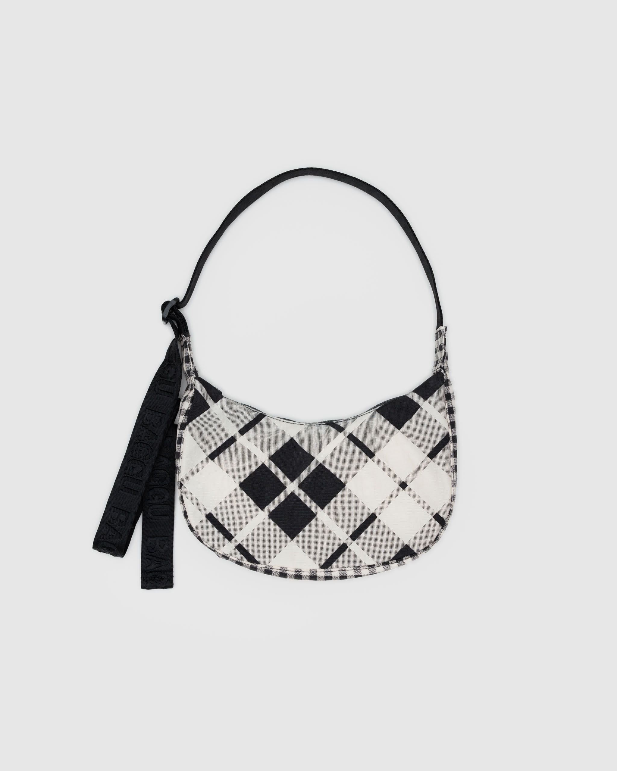Small Nylon Crescent Bag Mixed Plaid - Baggu - Baggu