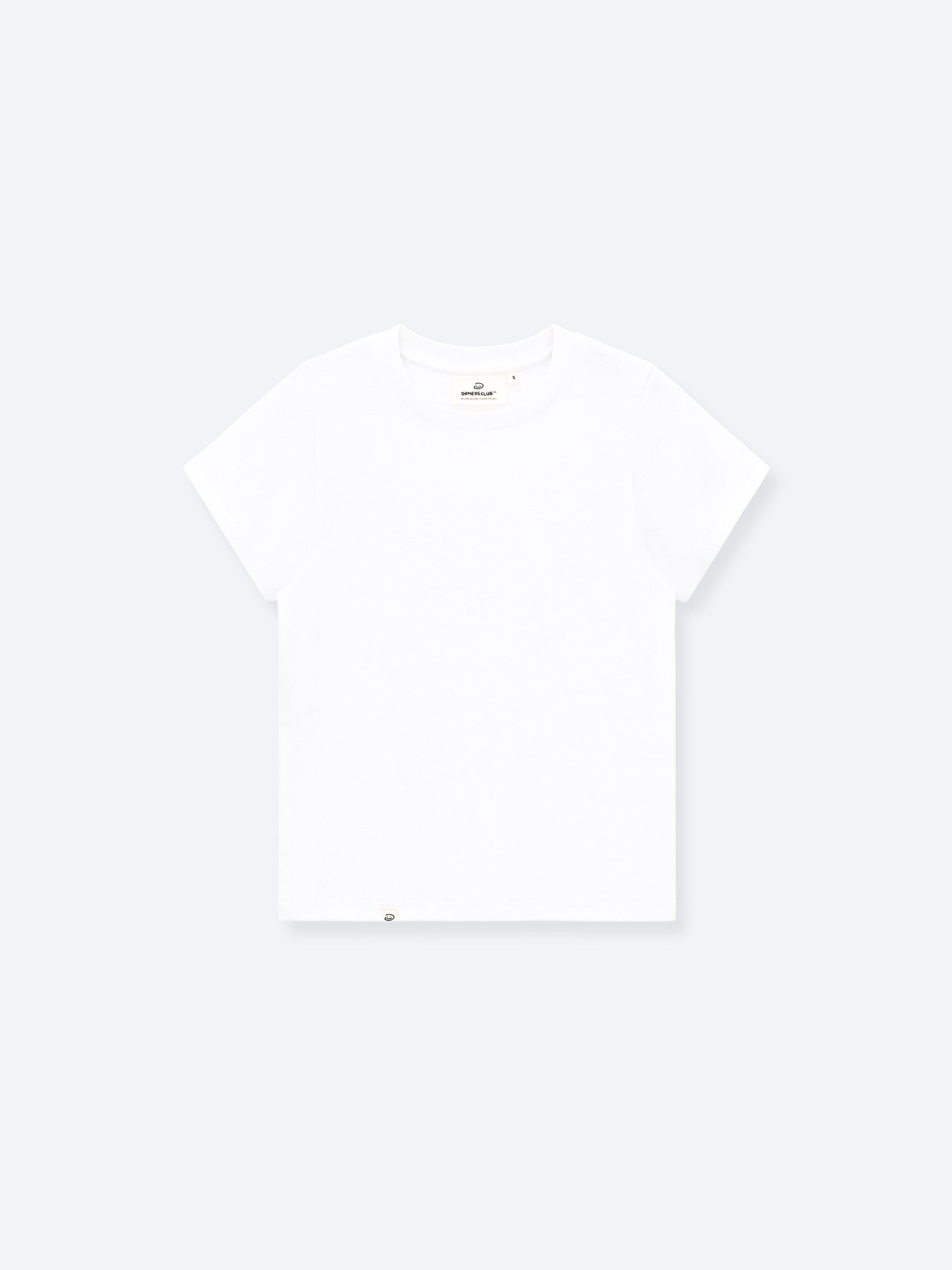 CROPPED-ISH BABY TEE - WHITE - DRMERS CLUB