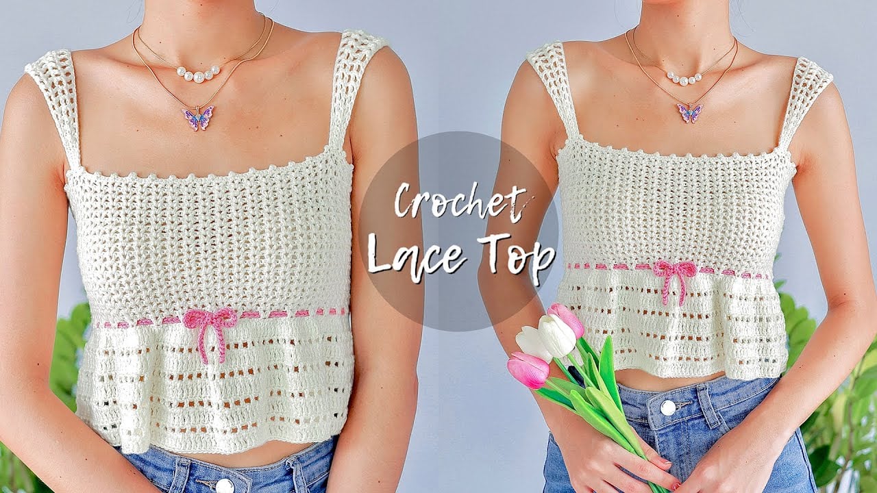 Crochet Lace Ruffle Top Tutorial | Crochet Lace Top | Chenda DIY