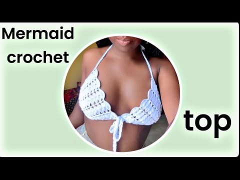 Mermaid crochet shell stitch bikini top