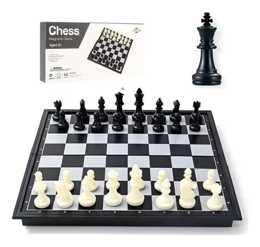 Tablero De Ajedrez Magnético Profesional Plegable Portátil Y Educativo blanco Y Negro - $ 199.29