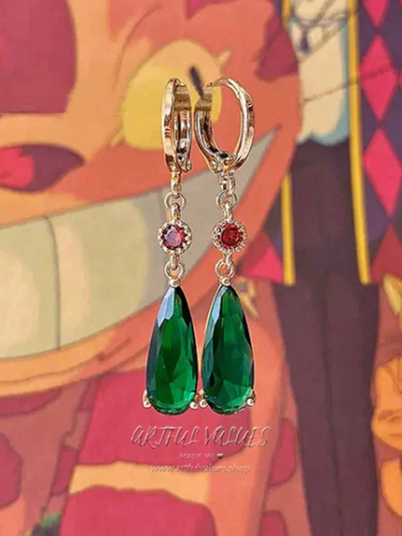 suteyi Aretes de cosplay, aretes colgantes, aretes de anime, aretes de Howl y Sophia
