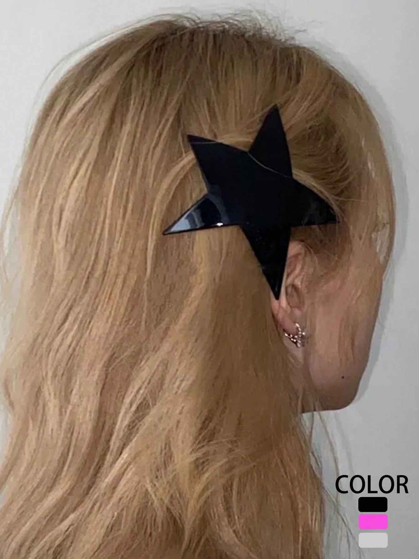 1 pieza Clip de resorte con forma de estrella asimétrica para el flequillo, versátil, pinzas para el cabello, pasador para el cabello, accesorios para el cabello para mujeres, accesorios para la cabeza - in silver