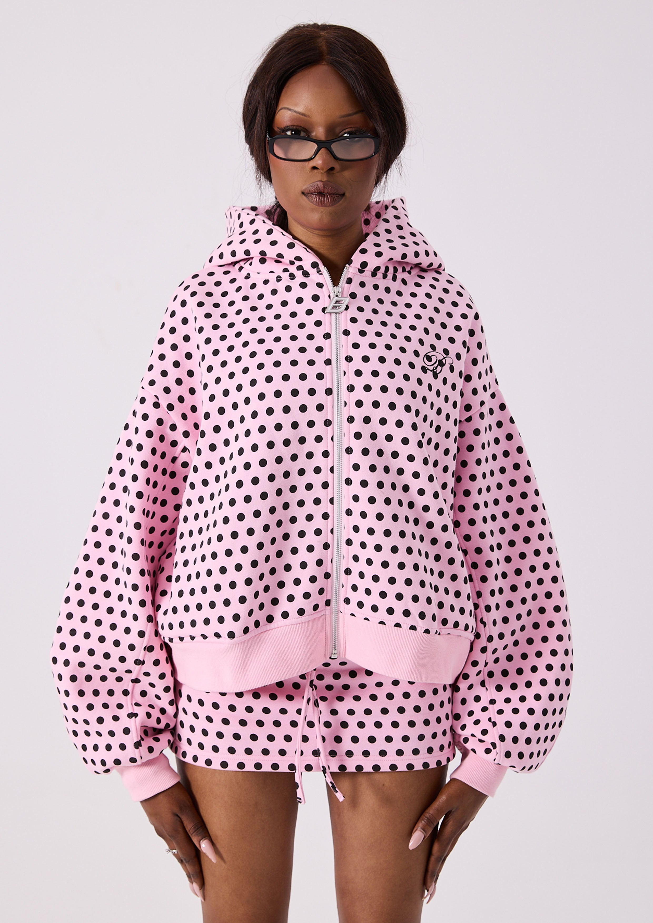 LOLA ZIP HOODIE - PINK POLKA - Bye Bambi