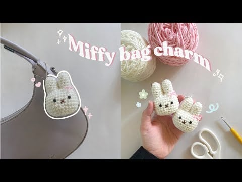 How to crochet a cute bunny bag charm/keychain | crochet miffy keychain (step-by-step tutorial) - Mucie Studio