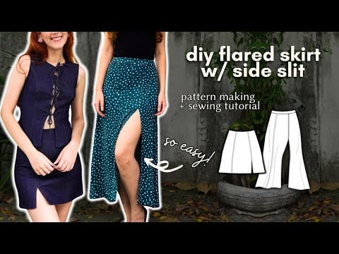 DIY EASY A-LINE SKIRT W/ A SIDE SLIT (pattern making + full sewing tutorial) - Coraline Street