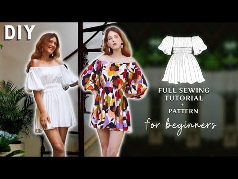 DIY COTTAGE CORE DRESS WITH PUFF SLEEVES FOR BEGINNERS - Beatriz Dress (w/ pattern) - Coraline Street
