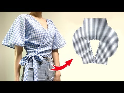 DIY Butterfly Wrap Top / Simple shirt / Crop top Tutorial / For Beginner - AssunDIY