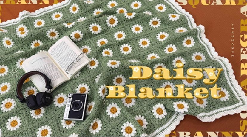 Daisy granny square blanket - YouTube