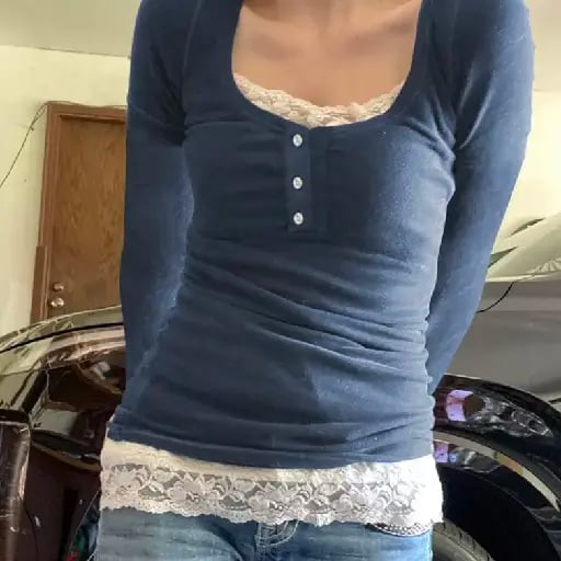 Lace camis w/ long sleeve tops - These tops give off 2006 vibes!!