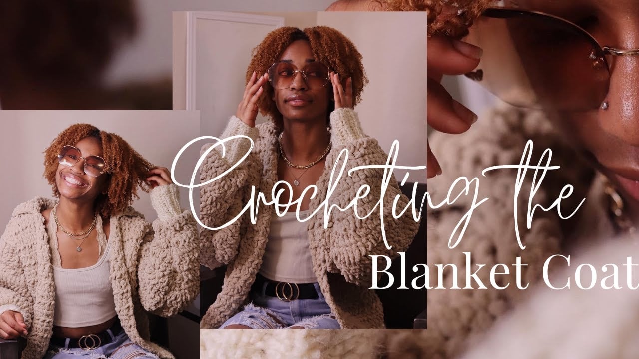 crocheting the blanket coat | crochet jacket tutorial w/ blanket yarn ♡