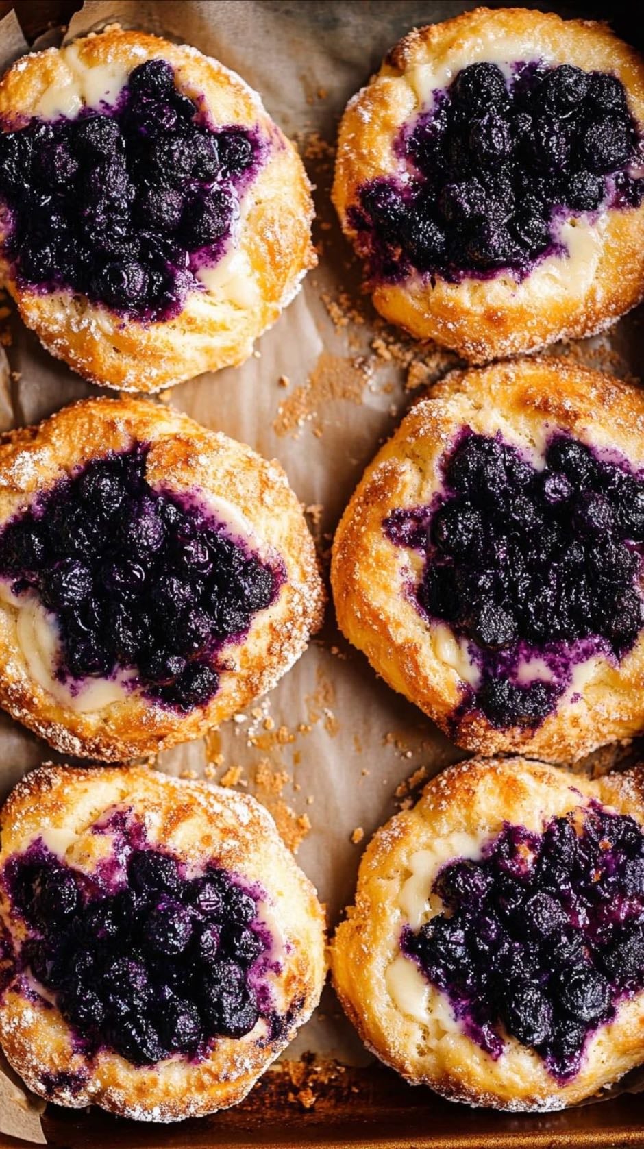 Pasteles daneses de cheesecake y arándanos