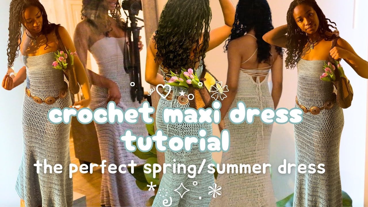 crochet maxi dress tutorial โก๐| how to crochet a skims-inspired maxi dress perfect for spring/summer