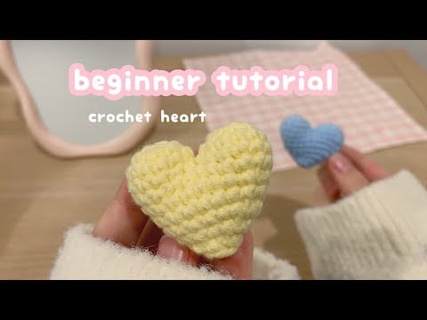 how to crochet heart for beginner | easy crochet idea, heart amigurumi, crochet keychain - lilthings ♡