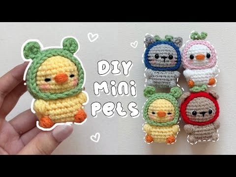 โก Crochet Mini Animals with Hats Tutorial| Beginner friendly| Low-Sew Pattern โก - ETM's Studio